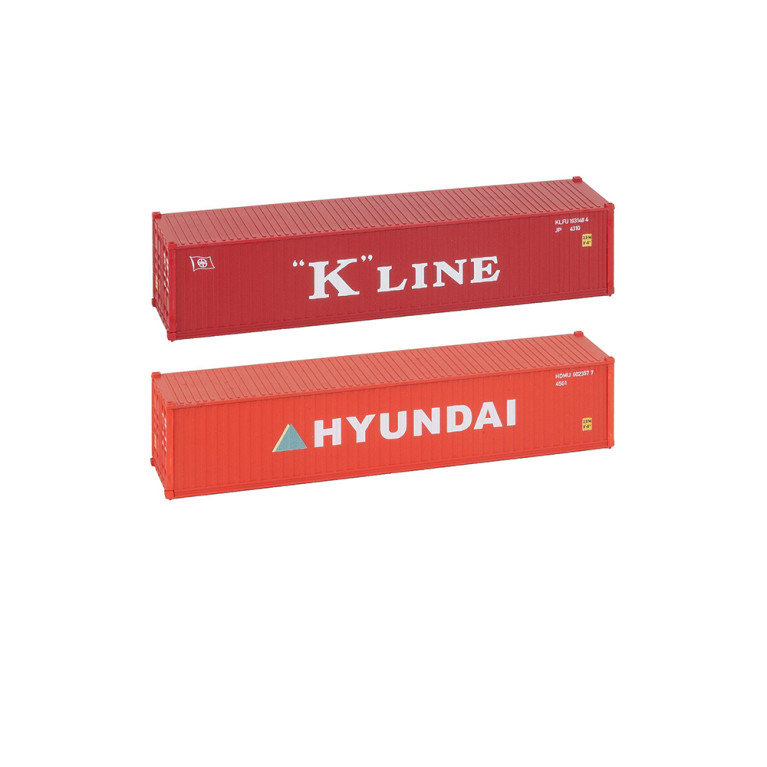 Conteneur K-LINE et HYUNDAI, lot de 2 - FALLER 182055 - HO 1/87