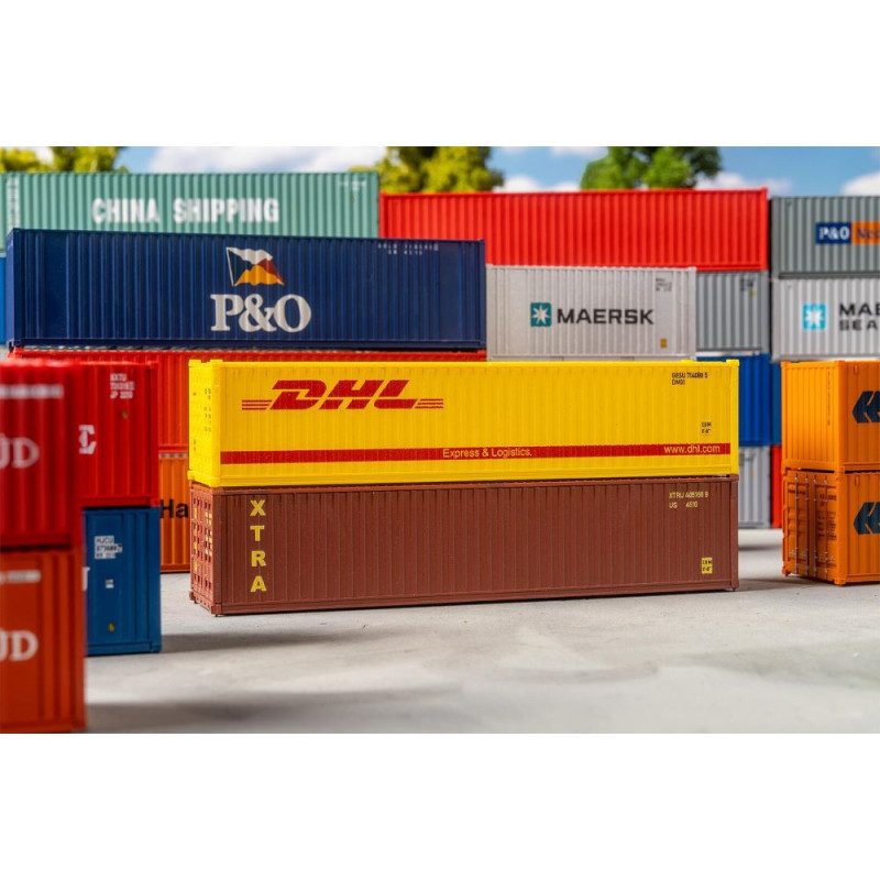 Conteneur DHL et XTRA, lot de 2 - FALLER 182056 - HO 1/87