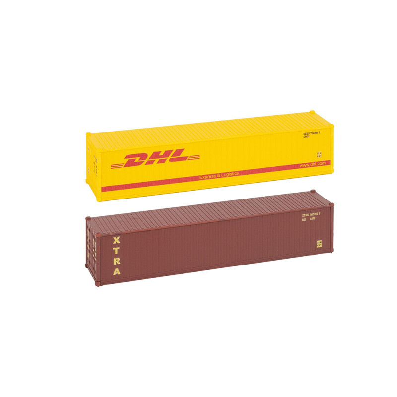 Conteneur DHL et XTRA, lot de 2 - FALLER 182056 - HO 1/87