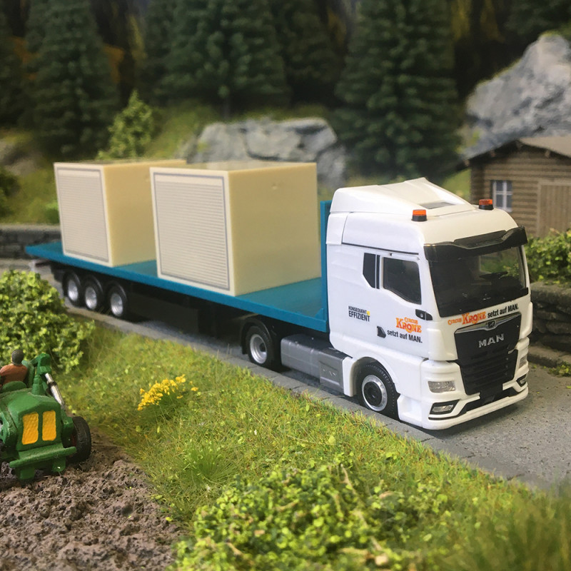 Camion semi-remorque à plateau, MAN TGX GM avec caisse de 3m, Circus Krone - HERPA 320252 - HO 1/87