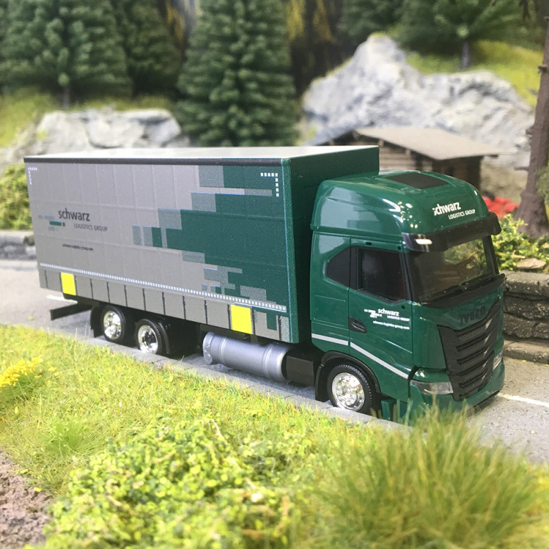 Camion semi-remorque, à rideaux coulissants, Iveco S-way, Spedition Schwartz - HERPA 319607 - HO 1/87