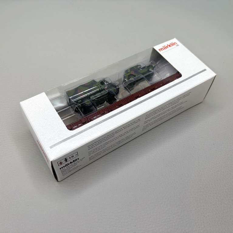 Wagon plat à ranchers Kb 443, transport lourd, avec camion militaire, DB - MARKLIN 46929