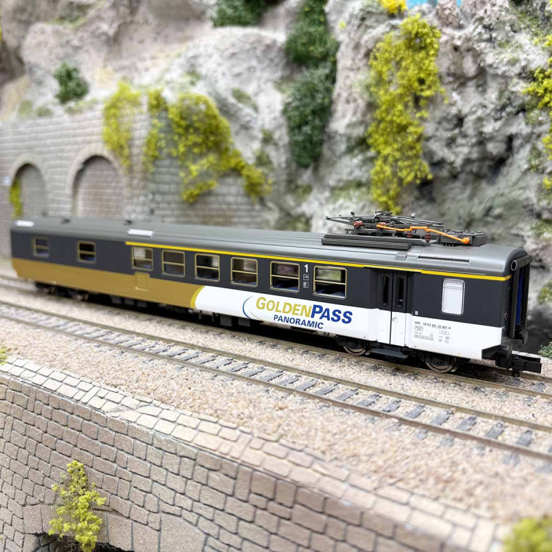 Voiture restaurant unifiée type I WR, "Goldenpass", BLS, éclairage, Ep. V - PIKO 96674 - HO 1/87