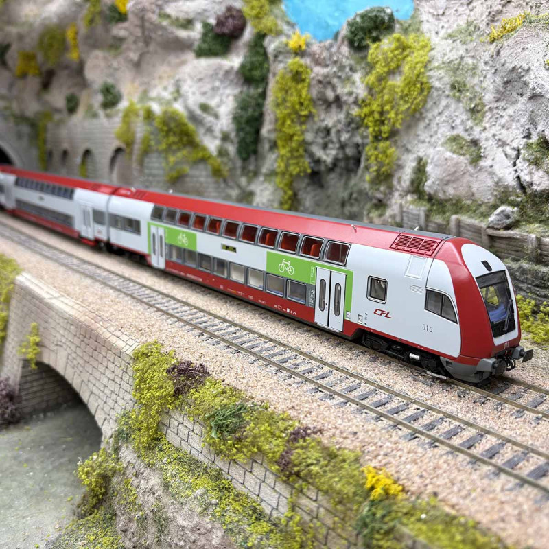 4 voitures deux étages type DB et DAB, CFL, avec éclairage LED, Ep. VI - ROCO 6210148 - HO 1/87