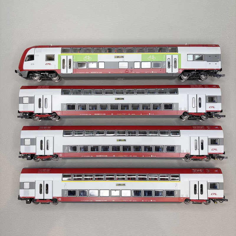 4 voitures à 2 niveaux de type DB / DAB, avec éclairage, CFL - ROCO 6210148