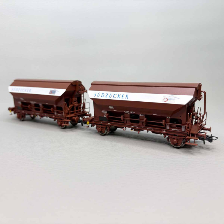 2 wagons trémies à toit pivotant, type Tdgs, DB - ROCO 6600124