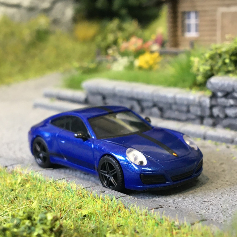 Porsche 911 Carrera 4S, bleu saphir - HERPA 430418-002 - HO 1/87