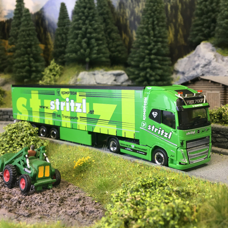 Camion semi-remorque, rideaux coulissants, Volvo FH16 GL XL, 2020, Stritzl autriche - HERPA 320108 - HO 1/87