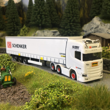 Camion Semi-remorque frigorifique, Scania CR 20HD, 2 remorques, DN Schenker, Suède - HERPA 319720 - HO 1/87