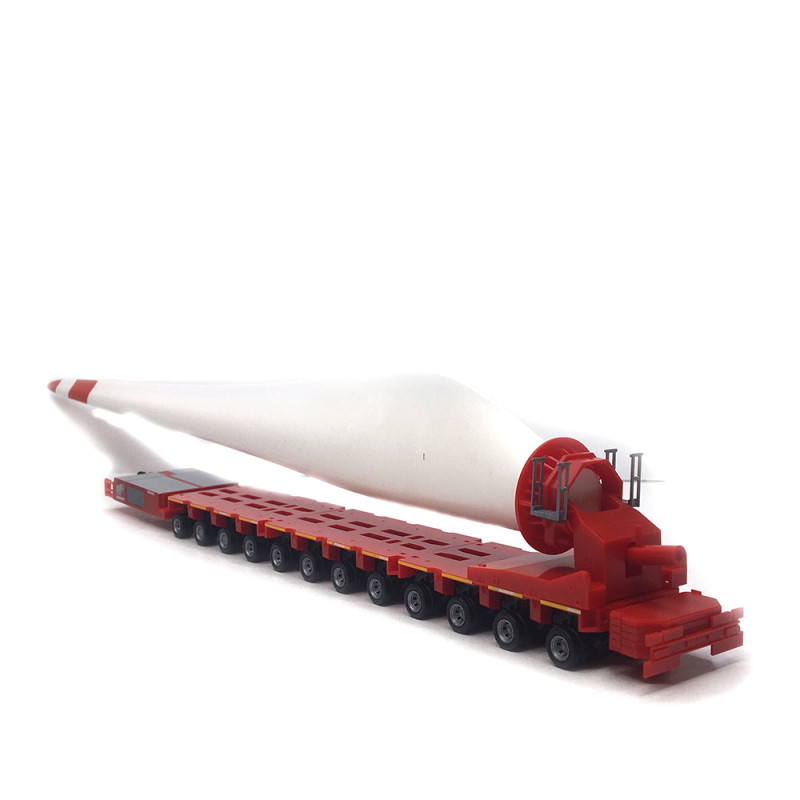 Transporteur de pale d'éolienne, Goldhofer FTV 300, avec pale, Mammoet - HERPA 320054 - HO 1/87