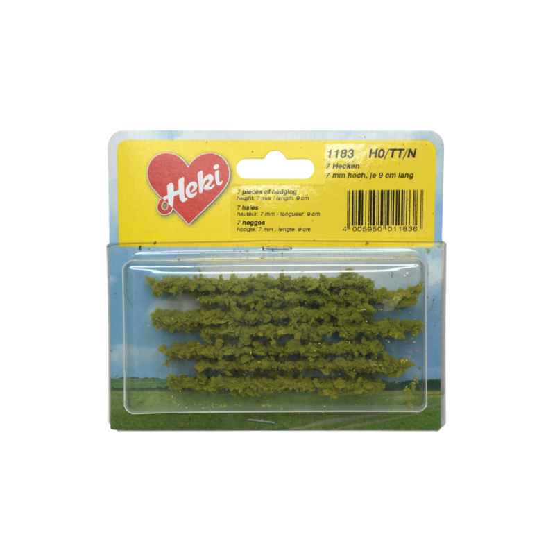 7 haies,  7mm de hauteur, 9cm de longueur - HEKI 1183 - HO, TT, N