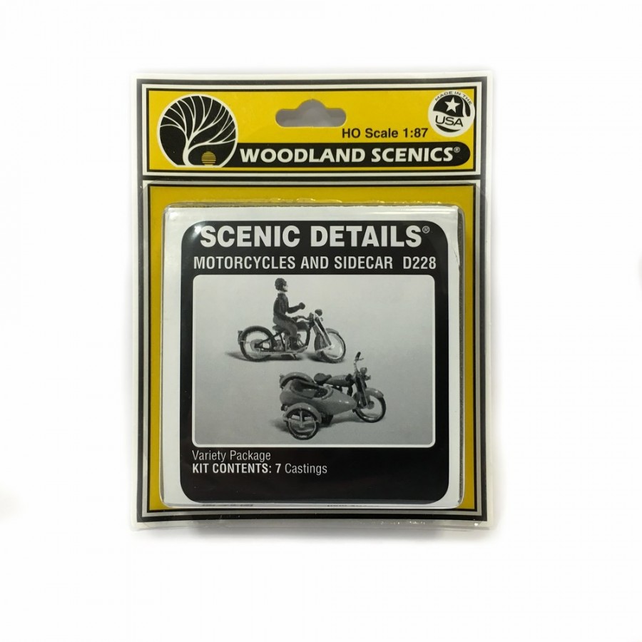 1 motard  et 1 side-car à monter et peindre-HO-1/87-WOODLAND SCENICS D228