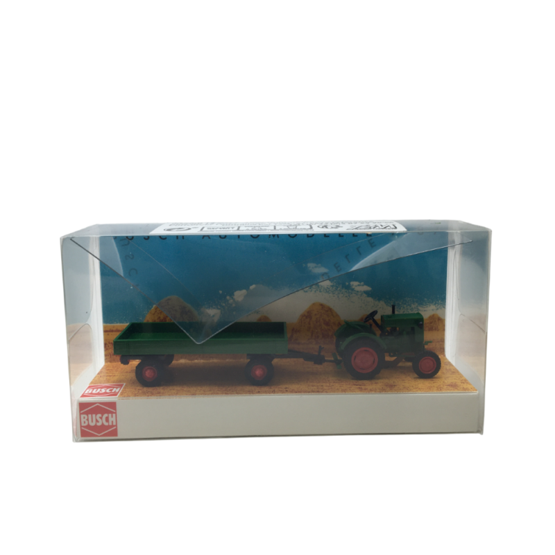 Tracteur, Deuzt F1M 414, avec remorque agricole - BUSCH 54102 - HO 1/87