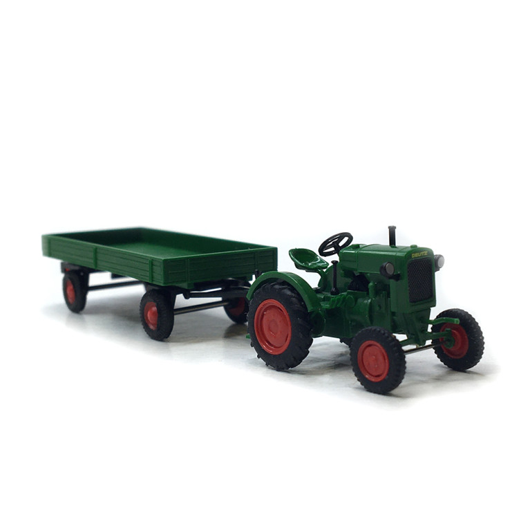Tracteur, Deuzt F1M 414, avec remorque agricole - BUSCH 54102 - HO 1/87