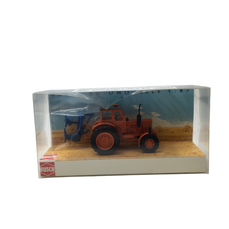 Tracteur, Belarus MTS-52, charrue à 2 socs - BUSCH 51361 - HO 1/87