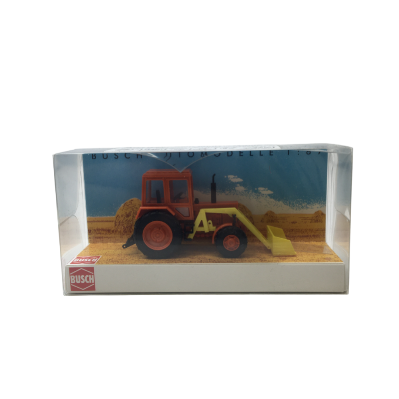 Tracteur, Belarus MTS-82, avec chargeur frontal, godet large - BUSCH 51317 - HO 1/87
