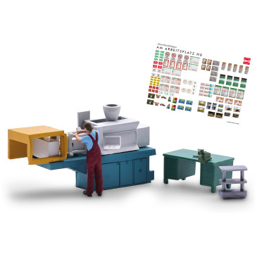 Coffret d'actions : Machine de moulage par injection - BUSCH 79903 - HO 1/87