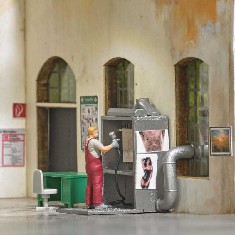 Coffret d'actions, Peintre avec cabine - BUSCH 79905 - HO 1/87