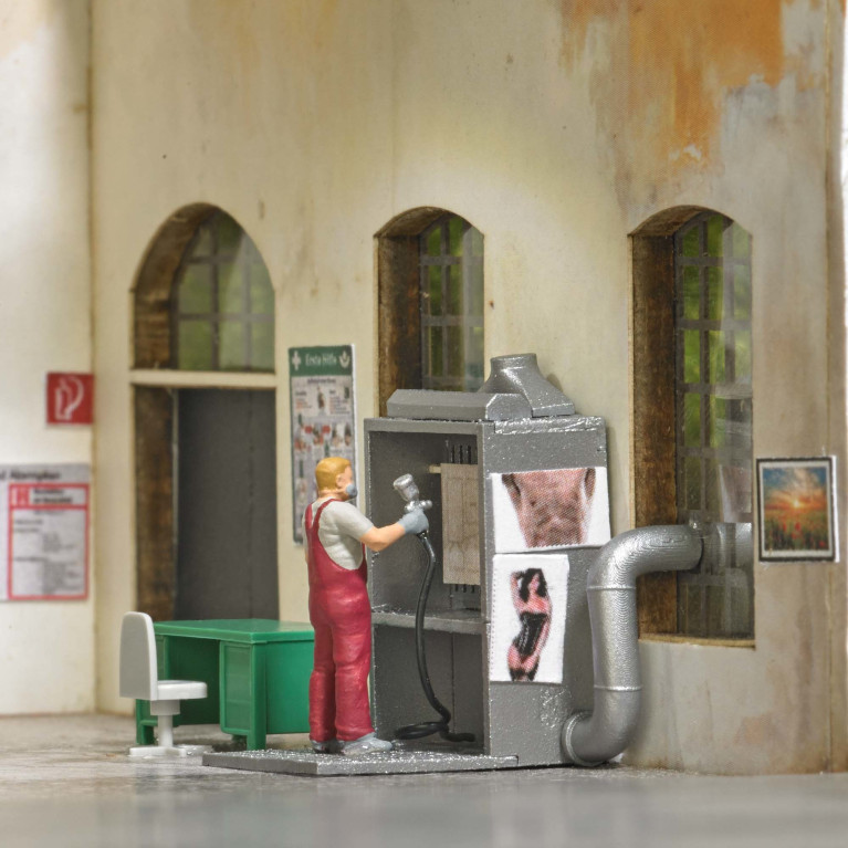 Coffret d'actions, Peintre avec cabine - BUSCH 79905 - HO 1/87