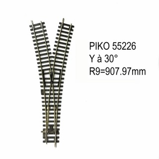 Rail aiguillage symétrique R9 907.97mm 30 degrés-HO-1/87-PIKO 55226