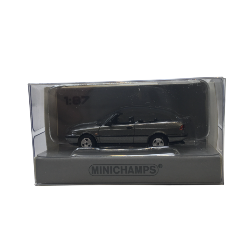 Saab 900, turbo 16S cabriolet, gris, 1995 - Minichamps 870170134 - 1/87