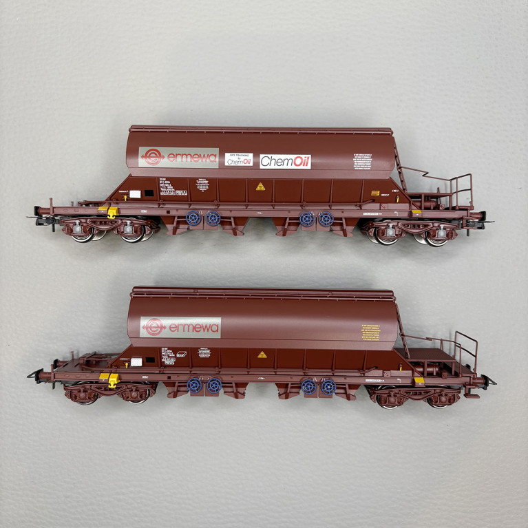 2 wagons trémies à bogies type Taoos, "Ermewa / Chemoil, F-ERSA - JOUEF HJ6228