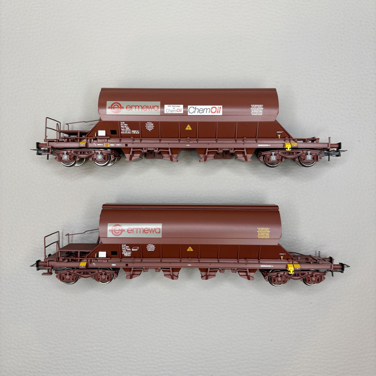 2 wagons trémies à bogies type Taoos, "Ermewa / Chemoil, F-ERSA - JOUEF HJ6228