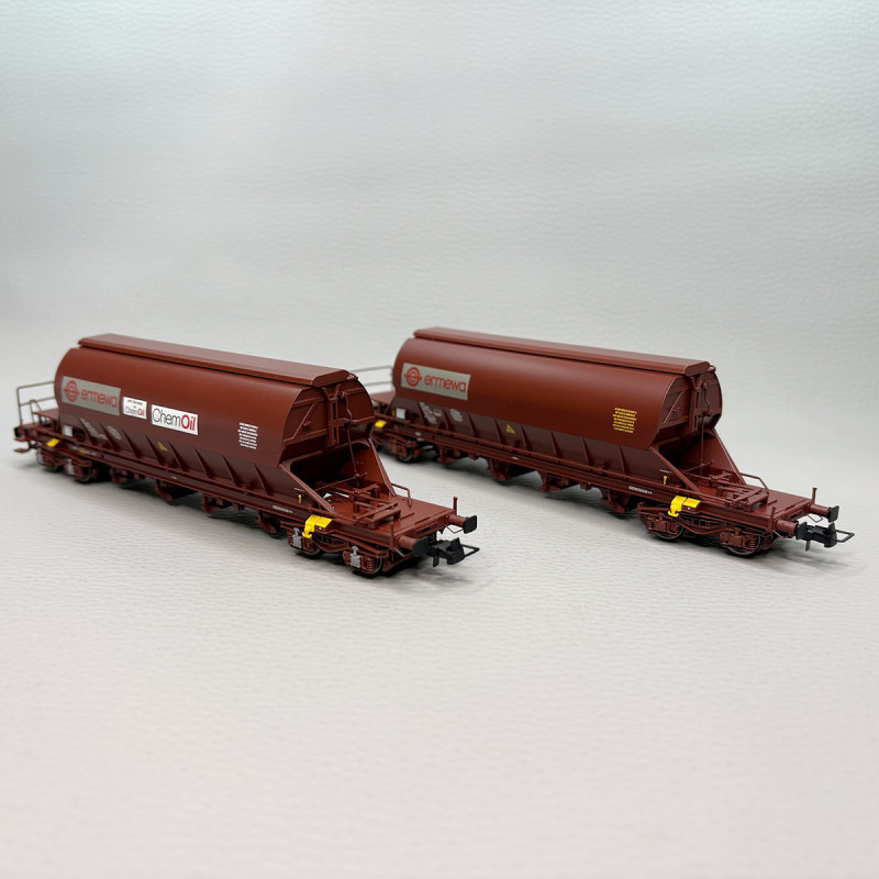 2 wagons trémies à bogies type Taoos, "Ermewa / Chemoil, F-ERSA - JOUEF HJ6228
