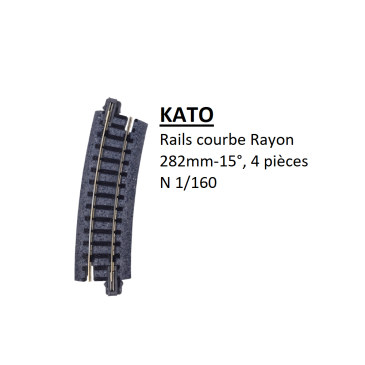 4 rails courbes, R 282-15°, R11 - KATO 20-111 - N 1/160