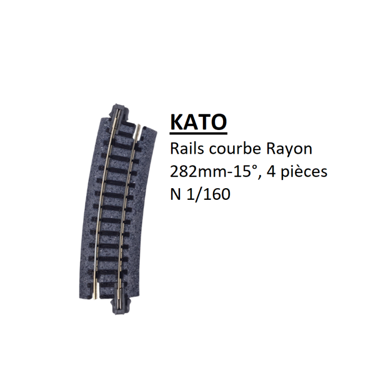 4 rails courbes, R 282-15°, R11 - KATO 20-111 - N 1/160