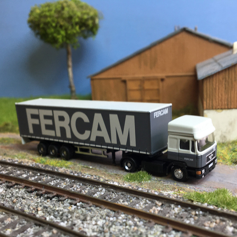 MAN F90, semi-remorque bâché, Fercam - LEMKE/MINIS LC4070 - N 1/160