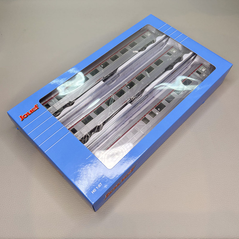 3 voitures Inox, TEE Mistral, "Jules vernes", avec fourgon, SNCF - JOUEF HJ4206HM