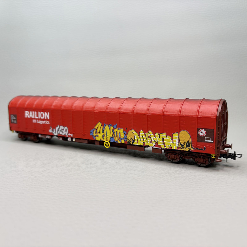 Wagon Bâché HR6496 Rivarossi - 4 Essieux - Echelle HO - Prêt à L'emploi