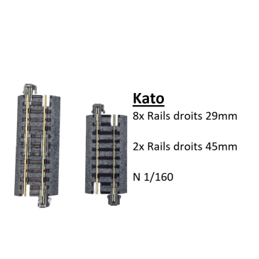 Assortiment de rails droits, S45/S29, Unitrack - KATO 20-091 - N 1/160