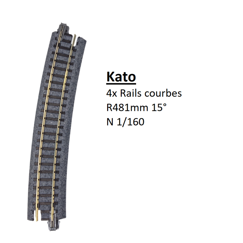 4 rails courbes, R 481-15°, Unitrack - KATO 20-160 - N 1/160