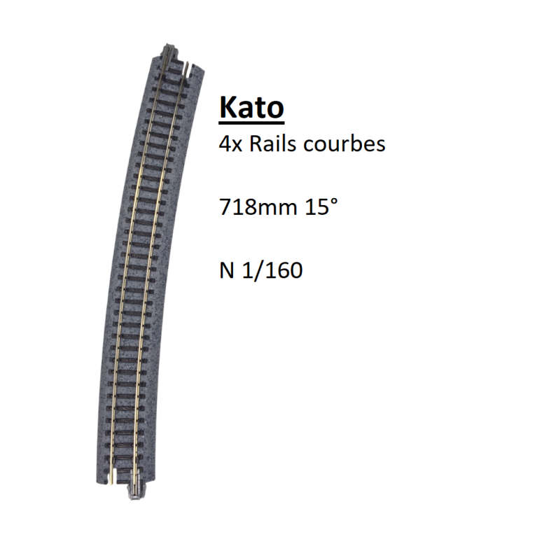 4 rails courbes, R 718-15°, Unitrack - KATO 20-150 - N 1/160