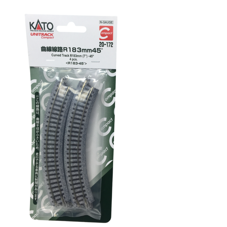 4 rails courbes, R 183-45°, Unitrack - KATO 20-172 - N 1/160