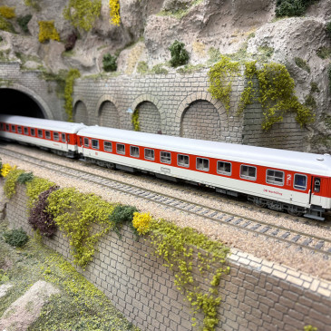 2 voitures couchettes de type Bvcmz, Euro-Express, DB, Ep. V - RIVAROSSI HR4416 - HO 1/87