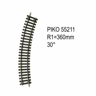 Rail courbe R1 360mm 30 degrés code 100 -HO-1/87-PIKO 55211