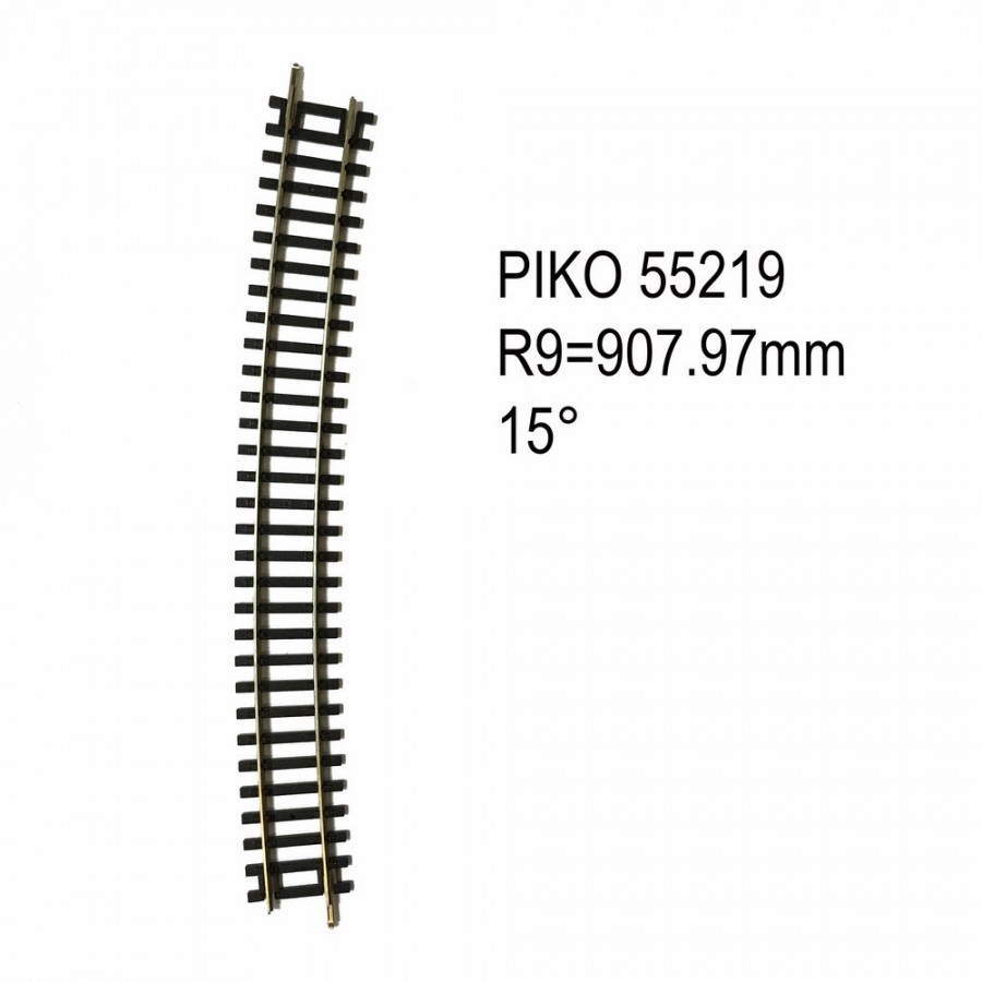 Rail courbe R9 907.97mm 15 degrés code 100 -HO-1/87-PIKO 55219