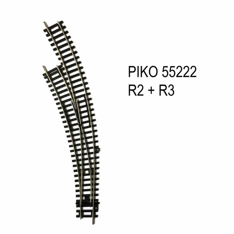 Rail aiguillage courbe gauche R2 et R3 code 100 -HO-1/87-PIKO 55222