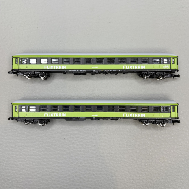 2 voitures voyageurs type Bmmz 268.7F, 2CL, "FlixTrain", Trainpool - MARKLIN 87404