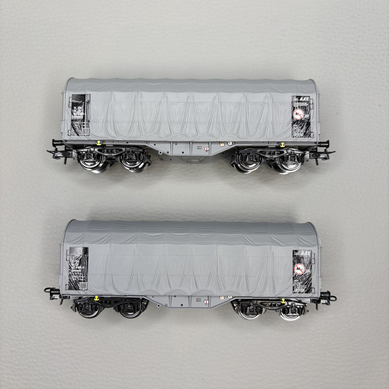 2 wagons à bâche coulissante, type Shimmns, "AAE", CD - ROCO 6600144