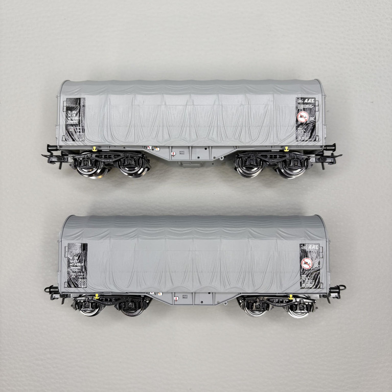 2 wagons à bâche coulissante, type Shimmns, "AAE", CD - ROCO 6600144