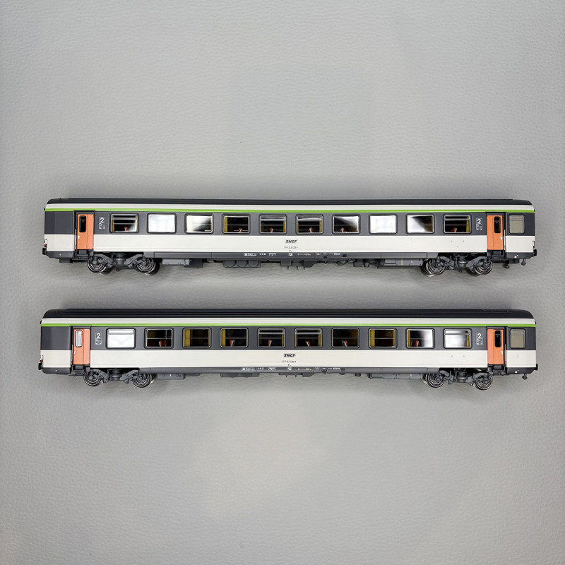 Lsmodels E200 - 2 voitures Corail, Vtu, B10tu et B11tu, livrée Corail, logo Encadré, SNCF