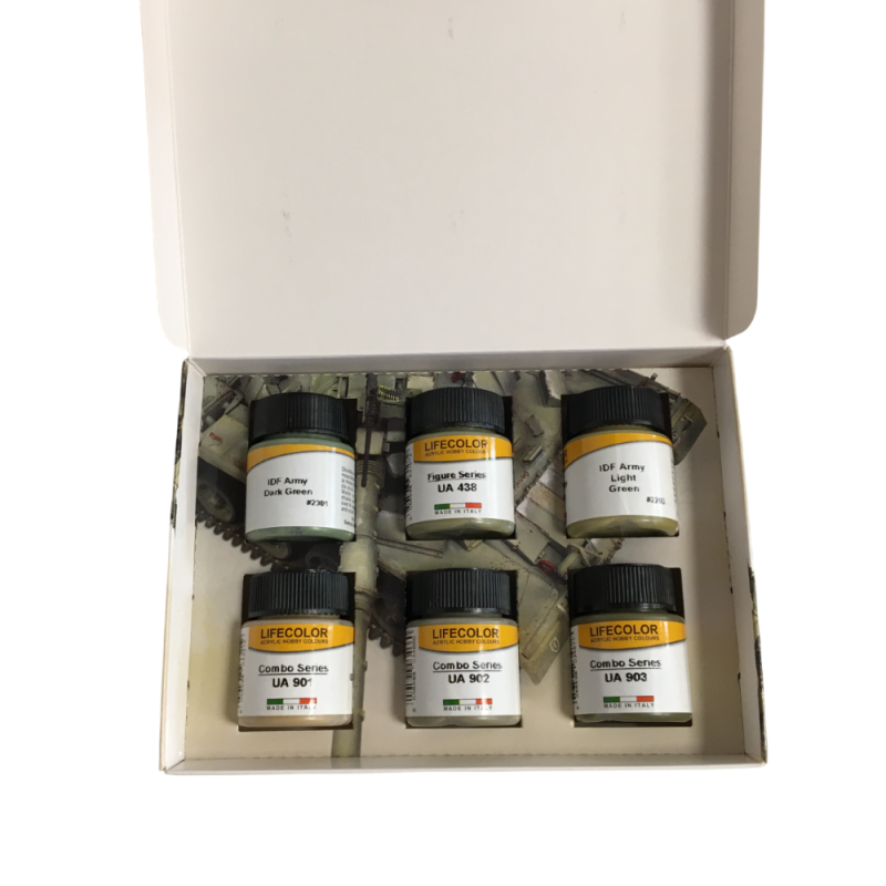 Set de peinture acrylique, 6x22ml, armée israélienne, uniformes et véhicules - LifeColor CS32