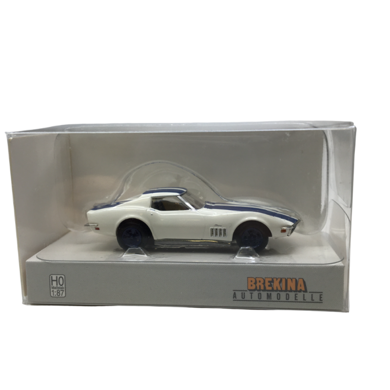 Chevrolet Corvette C3, coupé, blanc/bleu, 1968 - BREKINA 19991 - HO 1/87