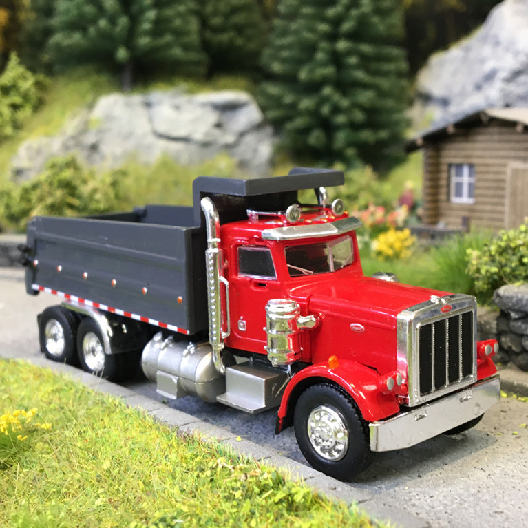 Camion-benne, Peterbilt 359, rouge, gris, 1973 - BREKINA 86290 - HO 1/87