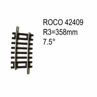 Rail courbe R3  419.6mm 7.5 degrés code 83 -HO-1/87-ROCO 42409