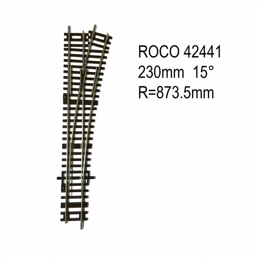 Rail aiguillage droit droit 230mm R 873.5mm code 83 -HO-1/87-ROCO 42441